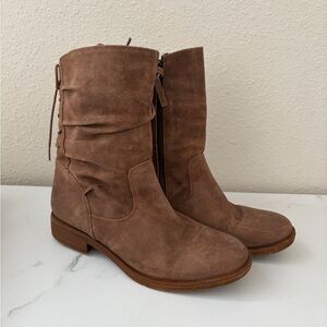 Sofft Taupe Leather Slouchy Ankle Boots